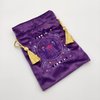 La Muci Velvet Tarot Card Bag - Drawstring Pouch for Tarot Deck Storage - Magic Purple Moon Lotus Bag- Jewelry Storage & Gift Bag with Gold Tassel Drawstrings, 6.6 x 9 inches
