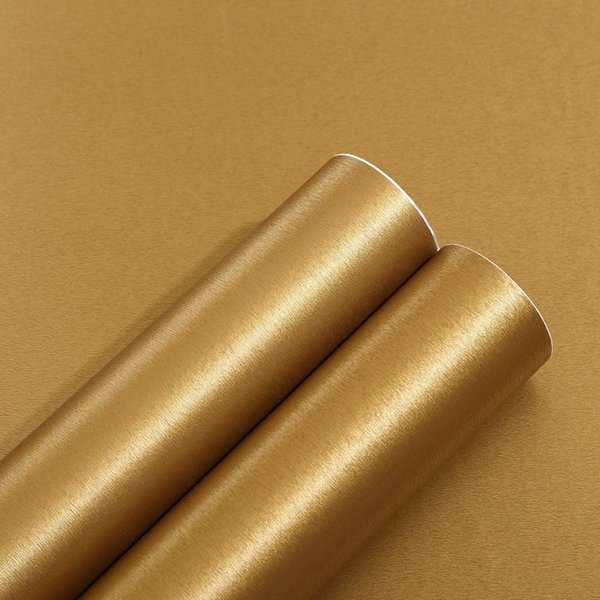 Taogift Self Adhsesive Vinyl Film Brushed Metal Stainless Steel Contact Paper for Dishwasher Fridge Refrigerator Stove Appliances Kitchen Cabinets Countertops Walls Backplash 15.7x117 Inches (Gold)