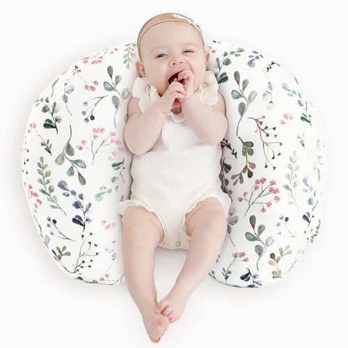 GRSSDER Nursing Pillow Cover Stretchy Minky Removable Nursing Covers for Breastfeeding Pillows, Ultra Soft Comfortable Slipcover for Baby Girls, Stylish Flora Pattern