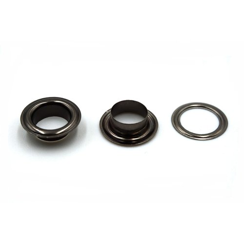 Innetoc Solid Brass Grommets Eyelets 100 Pack (3/8"(10x16.5), Gun Black)
