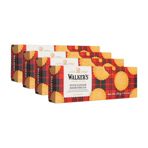Walker's Shortbread Stem Ginger Cookies, All-Butter Shortbread Cookies, 6.2 Oz Box (Pack of 4)