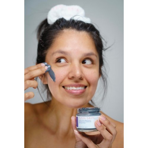 TZOL'Skin Rose Detox Mask - Clarifying Clay Mask - Reduces Pores and Targets Blackheads - Charcoal & Triple-Action Clays - Natural Exfoliant - No Paraben, Silicones & Sulfates - Vegan - Cruelty Free
