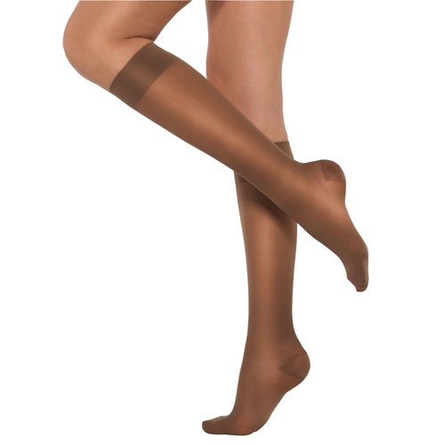 Healthweir Sheer Compression Stockings for Women 15-20 (EU 18-22) mmHg Knee High - Medical Support Closed Toe Ted Hose with Stay-up Band for Varicose Veins Maternity Nursing Flight Travel (4, Skin)