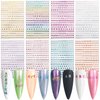 Letter Nail Art Stickers Small Letter Nail Decals Nail Art Supplies 3D Alphabet Nail Stickers Designs Holographic English Font Letters Nail Sticker for Women Girls Nail Art Decoration (8 Sheets)