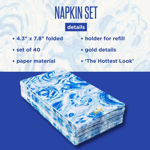 Lilly Pulitzer Disposable Decorative Paper Dinner Napkins, Napkin Holder Refill with 40 Napkins for Party (Marble Swirl)