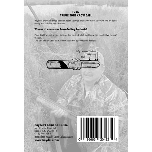 Haydel's Game Calls Inc. TC-87 Triple Tone Crow Call for Hunting