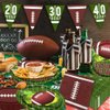 GREHUMOR 101pcs Football Party Supplies Serve 25,Football Paper Plates and Napkins,Football Theme Tableware for Football Birthday Party Gameday Tailgate Touchdown Party Decorations