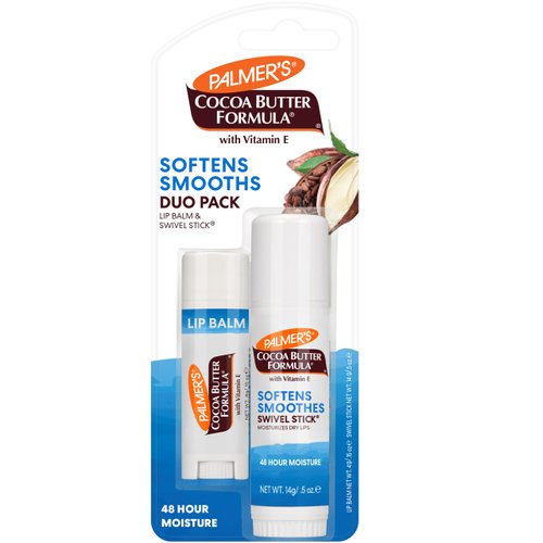 Palmer's Cocoa Butter Formula Duo Pack, Moisturizing Swivel Stick and Lip Balm with Vitamin E, All Day Moisturization, For use on Lips, Dry Patches, Marks & Scars (Pack of 2)