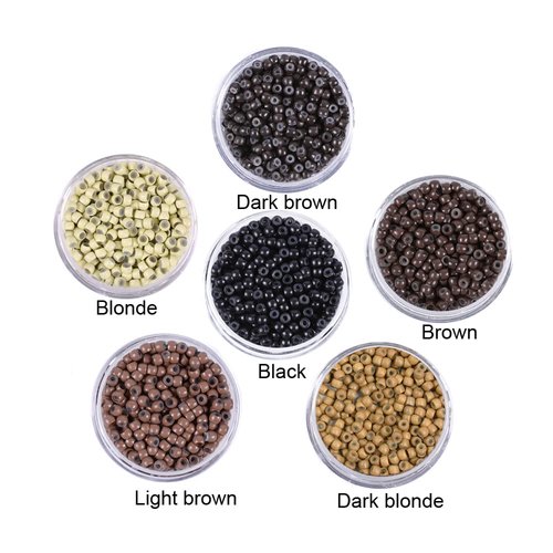 1000 PCS Hair Extensions Copper Ring Beads 3.0mm Nano Ring Beads Silicone Lined Micro Links Beads for Hair Extensions (Light Brown)