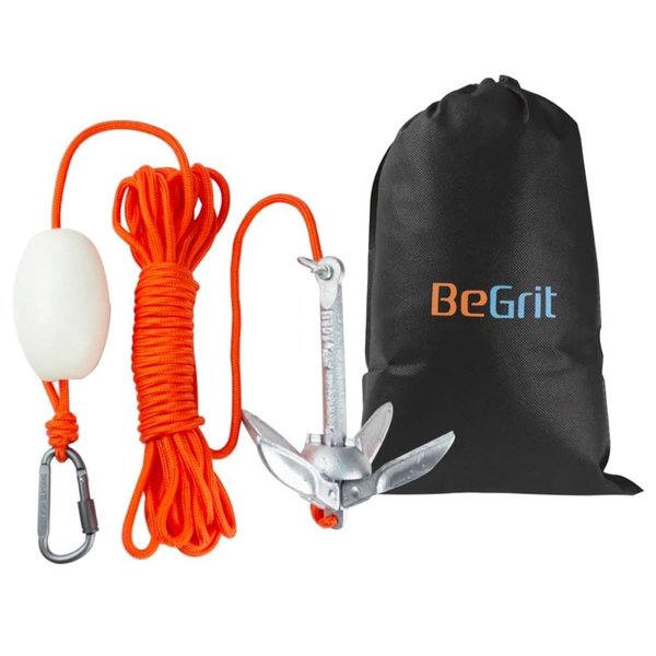 BeGrit Kayak Anchor 1.5lb Small Boat Anchor Folding Marine Anchor for Fishing,Kayak,Paddle Board,Canoe,Jet Ski, with 32.8 ft Anchor Tow Rope Carrying Bag