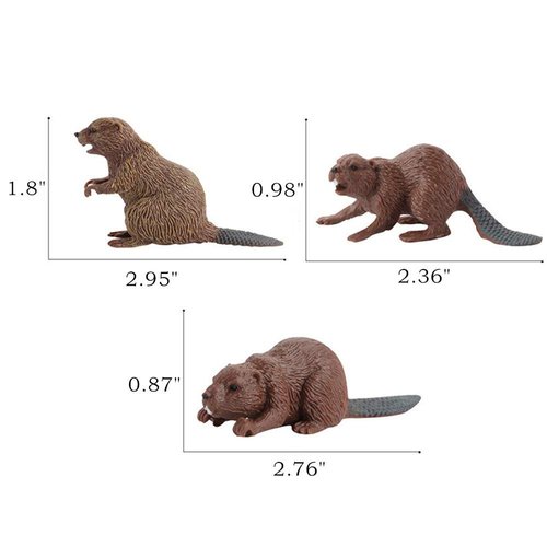 3PCS Safari Animal Figurines, Toy Animals for Kids with Beavers, Cake Toppers