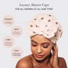 Kitsch Luxury Shower Cap for Women Waterproof - Reusable Shower Cap | Hair Cap for Shower | Waterproof Hair Shower Caps for Long Hair | Non-Slip Cute Shower Cap One Size | Shower Bonnet - Blush Dot
