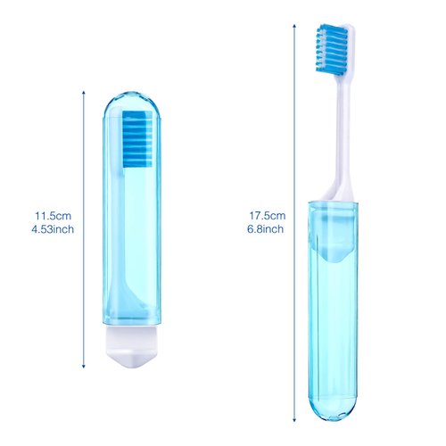 Patelai Travel Toothbrush Bulk Folding Mini Toothbrush with Toothbrush Case Soft Potable Travel Size Toothbrush Individually Wrapped Small Toothbrush for Travel Camping(4 Pieces,Bright Color)