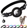 Airtag Cat Collar Breakaway, Reflective Kitten Collar with Apple Air Tag Holder and Bell for Girl Boy Cats, 0.4 Inches in Width and Lightweight(Black)