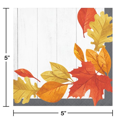 Creative Converting Fallen Leaves Beverage Napkins, 5", Multi-color