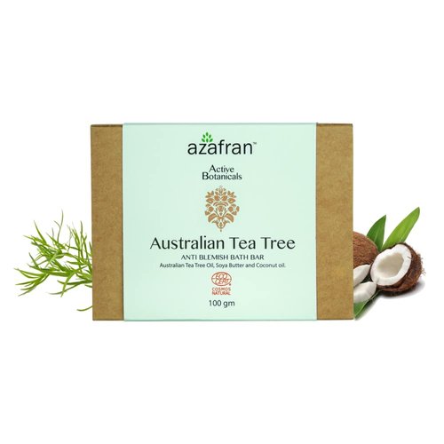 Azafran Australian Tea Tree Body Bath Soap Bar, 3.53oz, With Organic Pure Essential Oil, Anti-Blemish Antiseptic, Vegan, Non-GMO, Sensitive Skin Safe