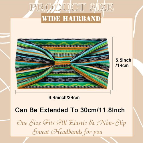 STGDAK Boho Headbands for Women African Striped Hair Band Wide Hair Wrap Trendy Knotted Hair Bandana Elastic Fabric Head Turbans Yoga Running Sports Workout Hair Accessories for Women Girls 4PCS