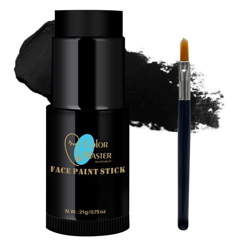 ColorMaster Eye Black Face Body Paint Stick (0.75oz) | Black Face Paint, Body Paint, Colored EyeBlack Baseball for Kids, & Foundation Cream Makeup, Face Painting Kit for Halloween