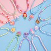 PinkSheep Jewelry Sets Beaded Necklace and Beads Bracelet for Kids 10 Sets Unicorn Mermaid Necklace and Beads Little Favors Bags for Girls Princess Dress Up Pretend Play