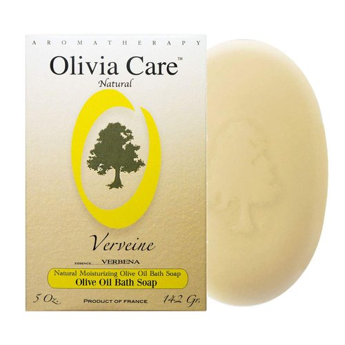 Olivia Care Verbena Bar Soap - Natural, Organic, Vegan - For Face, Hands & Body. Cold-Pressed Triple -Milled. Hydrating, Moisturizing. Rich in Calcium & Vitamins - 5 OZ