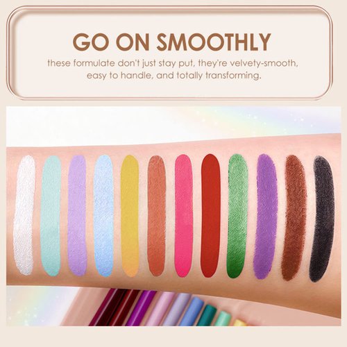 BestLand 12 Colors Eyeliner Set - Natural Black Eyeliner Cream, Waterproof, Smudge-Proof, Long-Lasting Gel Pencils - Matte Shades Eye Liner, Rainbow Eyeliner Makeup Set