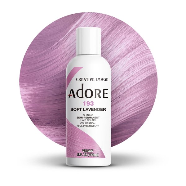 Adore Semi Permanent Hair Color - Vegan and Cruelty-Free Hair Dye - 4 Fl Oz - 193 Soft Lavender (Pack of 1)