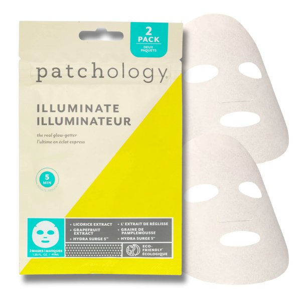 Patchology Brightening Face Masks with Vitamin C - Men & Women Face Masks Skin Care Sheet for Skin Brightening and More Even Skin Tone - Illuminate FlashMasque Face Sheets Moisturizer (2 Count)