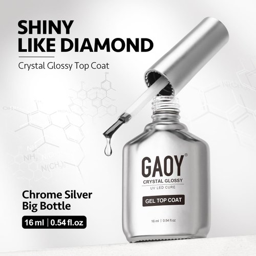 GAOY Crystal Glossy Gel Top Coat and Base Coat Set, 16ml 2 Pcs High-Gloss Top Coat and No Wipe Foundation Combination for UV Light Gel Nail Polish