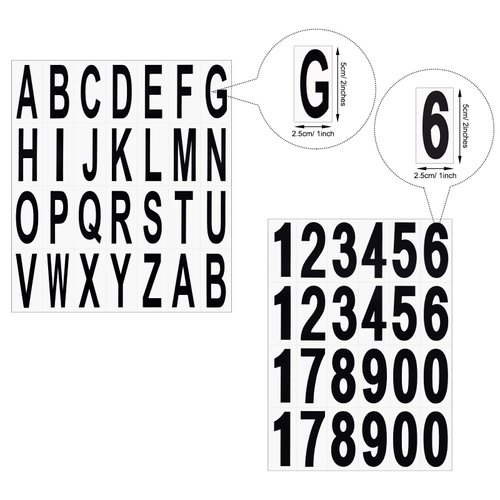 10 Sheets Mailbox Numbers and Letters Stickers for Outside Stick on Black Vinyl Alphabet Number Decals Sticky for Home Business Apartment Address Window Door Car Truck (2 x 1 Inch)