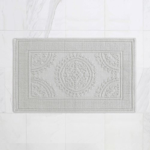 Jean Pierre New York Cotton StoneWash Medallion 17x24/20x32 in. 2-Piece Bath Rug Set, Gray
