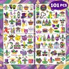 Mardi Gras Temporary Tattoos Fat Tuesday 101 PCS Sticker for Kids Masquerade Celebration, New Orleans, Birthday Decorations, Festival, Carnival Themed Party Favors Supplies Cute Kids Gifts Ideal