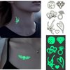 Glaryyears Glow in the Dark Tattoos, 180+ Variety Pack Fake Tattoos, 33-Pack Body Temporary Tattoo Stickers, Blue Green Light for Adults Men Women Kids, Party Favors Supplies Planets Ocean Galaxy