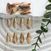 Gold French Tip Press on Nails Mediem Almond Fake Nails Nude False Nails With Design 3D Gold Irregularity Glue on Nails Glossy Acrylic Full Cover Stiletto Stick on Nails for Women Girls Manicure