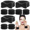 EIMMBD Face Wash Headband Wristband Set, Wrist Towels for Washing Face, Microfiber Face Washing Wristbands Makeup Headband Spa Wash Towel Band Absorbent Wrist Sweatband for Women (Black, 9 PCS)