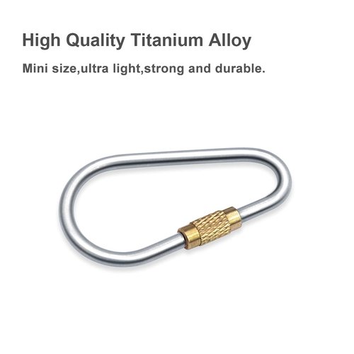 SHD Titanium Small Locking Carabiner Clip Mini Caribeener Clips D-Ring Lightweight Keychain Clip for Indoor Outdoor Use - 6PCS