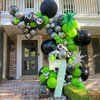 144Pcs Video Game Balloon Arch Garland Kit Green Black Silver Explosion Star Game Controller Mylar Balloons for Boys Kids Game On Level Favor Theme Birthday Party Decorations