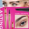 Eyebrow Pencil with 4 Micro-Fork Tip Precision Application Waterproof Smudge-Proof 24H Long-Lasting & Easy Glam Look Eyebrow Pen - 2# Dark Brown (A Trendy Shade)
