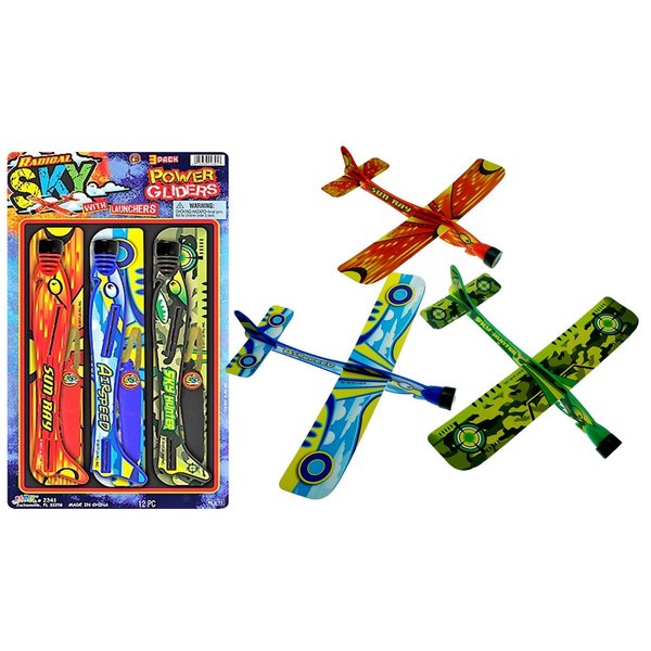 JA-RU Glider Planes for Kids with Slingshot (1 Pack, 3 Airplane Toys) Airplane Launcher Toy. Novelty Toys & Amusements Boy Party Favors. Birthday Goodie Bag Stuffers. 2341-1A