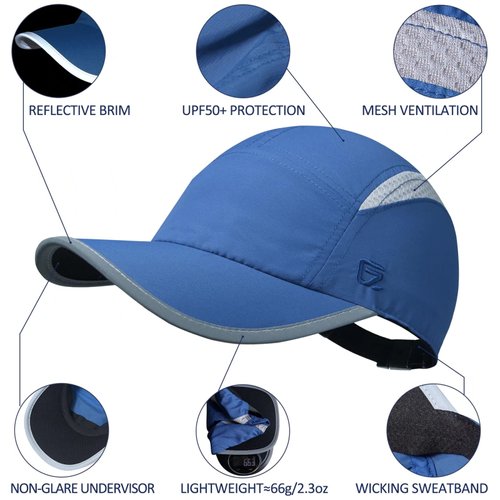 GADIEMKENSD Womens Hats Baseball Cap UPF 50+ Sun Quick Dry Lightweight Breathable Trucker Hat Outdoor Hiking Fishing Run Golf Sports A Dad Mesh Hats Reflective Running Hat Ponytail for Women Blue