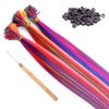 100 Strands 20" Party Colors Hair Extensions Kit I-Tip Fusion Long Straight Hairpieces Synthetic Heat Resistant Highlight Feather Micro Ring Hair Accessories, Include 100 Microbeads with Hook Tool