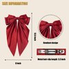 Hair Bows for Women Girls Silky Satin Big Bows Hair Barrettes Oversized Hair Accessories Long Tail Hair Ribbons -3Pcs -Black Red Green