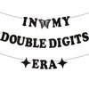 Black In My Double Digits Era Banner-Happy 10th Birthday Banner, Black Glitter Double Digits Banner for Girl Boy 10th Birthday Party Decorations Supplies