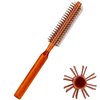 Mozeat Lens Small Round Hair Brush, Wooden Handle, Nylon Bristles, Travel Size, Adds Volume and Facilitates Styling and Curling of Short Hair, Unisex, Brown