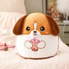 WEWILL 12‘’ Cute Soft Puppy Plush Pillow Drinking Boba Tea Adorable Dog Stuffed Animal Pillow Birthday Valentines for Toddler Kids Boys Girls