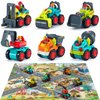 iPlay, iLearn Toddler Construction Toy Truck, Baby Mini Push Go Cars W/Playmat, Kids Pocket Vehicle Excavator Dump Bulldozer, Infant Stocking Stuffer Birthday Gift 6 9 12 18 Month 1 2 3 Year Old Boy