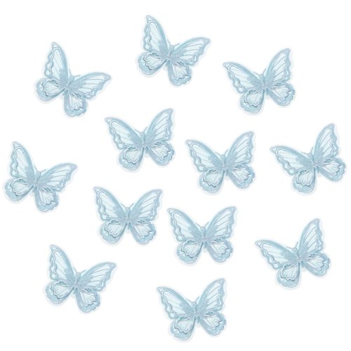 12Pcs Blue Butterfly Hair Clips, Cute Lace Embroidery Flower Butterfly Hair Bow for Women Girls Fairy Butterfly Hair Pins Hair Accessories Halloween Christmas Party Decor (Blue)