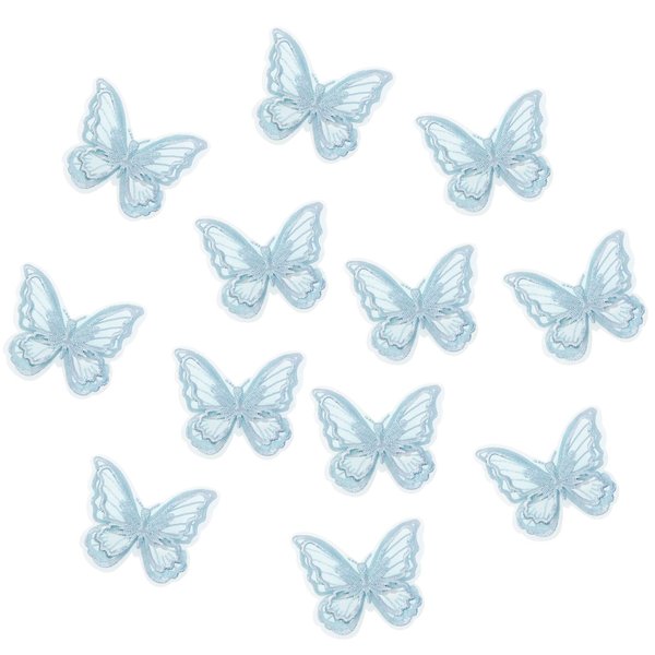 12Pcs Blue Butterfly Hair Clips, Cute Lace Embroidery Flower Butterfly Hair Bow for Women Girls Fairy Butterfly Hair Pins Hair Accessories Halloween Christmas Party Decor (Blue)
