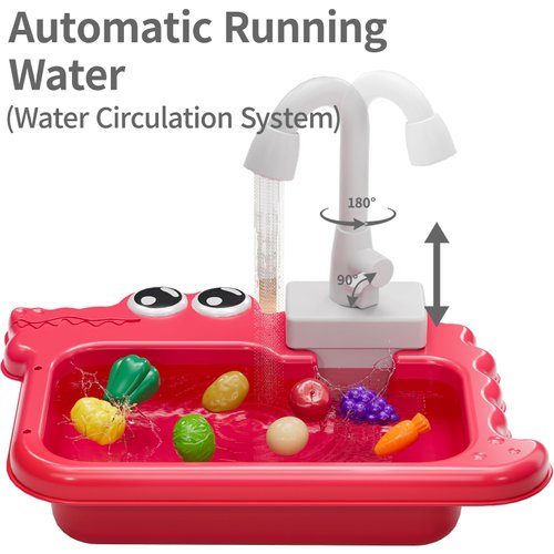 Lucky Doug Play Kitchen Sink Toys, Pretend Kitchen Play Sink with Running Water Toys for Toddlers 1-3, Play Food Sets for Kids Kitchen Toys, Birthday Toys Gifts for Toddlers Kids Girls 1 2 3 Years Old