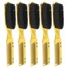 MOUMOUTEN 5Pcs Double Ended Hair Brush, Comb for Men Gold ABS Nylon Styling Tool Detangle Beard Grooming Brush Compact Lightweight Home Travel Salon Sided Detangling