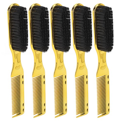 MOUMOUTEN 5Pcs Double Ended Hair Brush, Comb for Men Gold ABS Nylon Styling Tool Detangle Beard Grooming Brush Compact Lightweight Home Travel Salon Sided Detangling